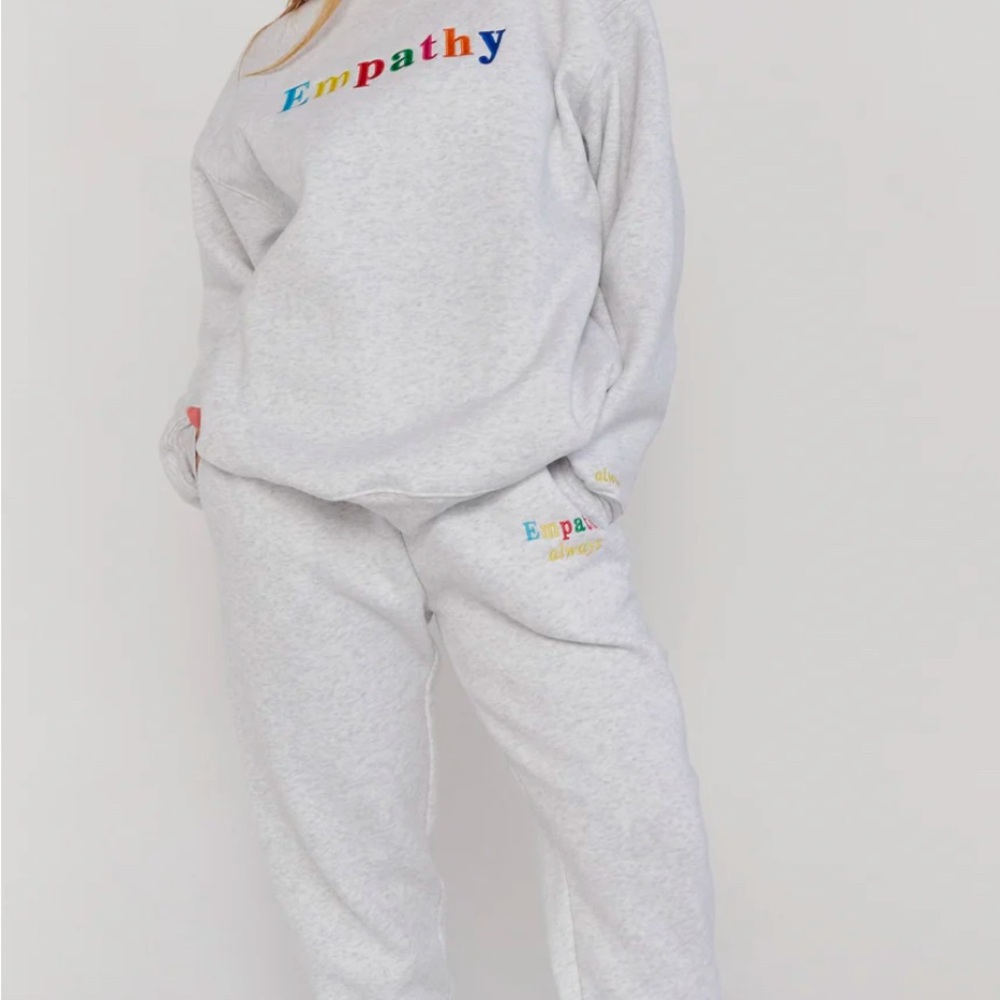 Gray Sweatshirt with Rainbow Text